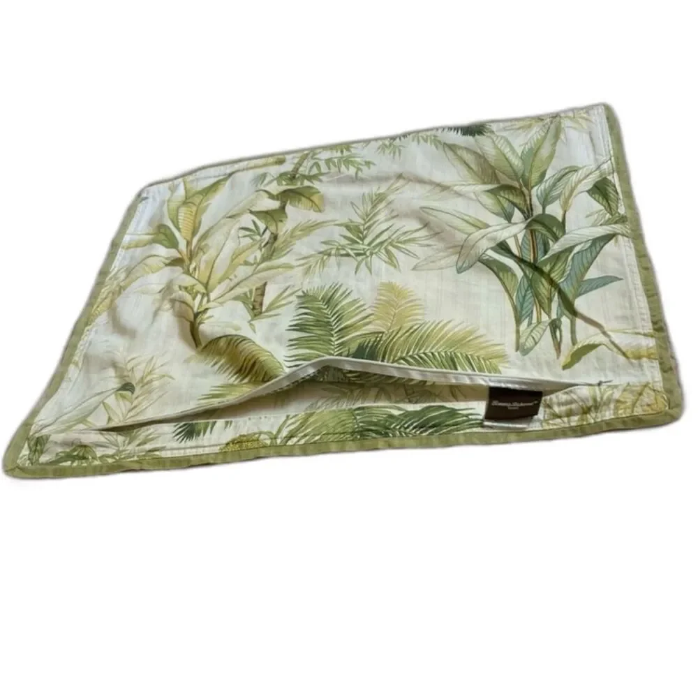 TOMMY BAHAMA Pillow Cover Tropical Palms and Leaves Green Beige 26.5 x 20 inches